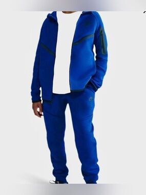 Nike Youth Royal Blue Tech Fleece Full-Zip Up & Jogger Pants. Size Medium (8-10)